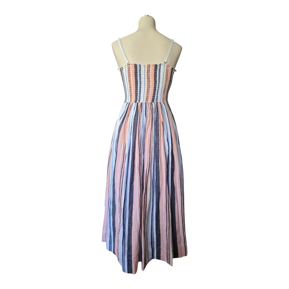 Free People Lilah Striped Pastel Cotton Dress Bohemian Fit‎ And Flare M  NWT